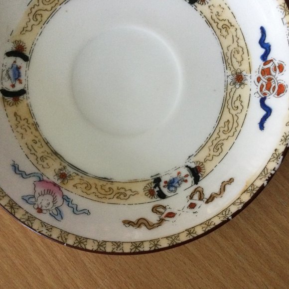 18pcs Hand painted Noritake Green M in wreath mark 8 cups & 10 saucers eggshell - Picture 5 of 12